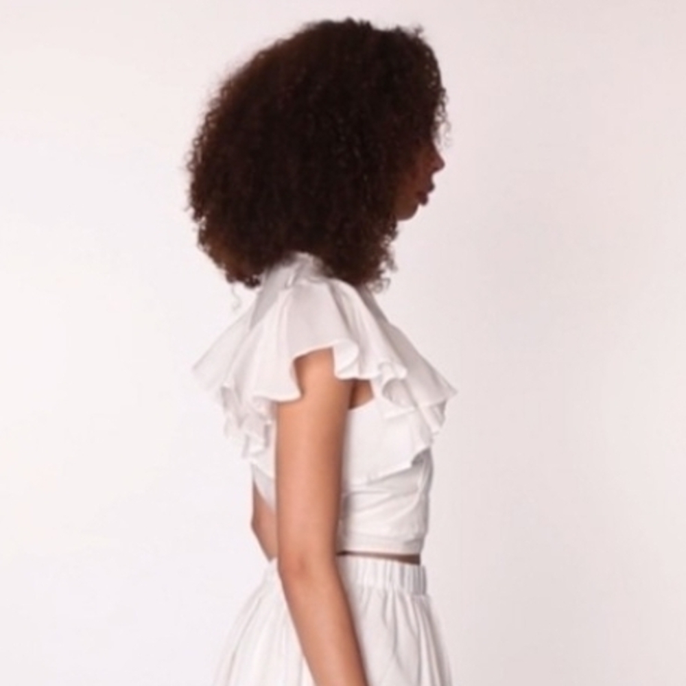 Haute Monde White Ruffle Blouse